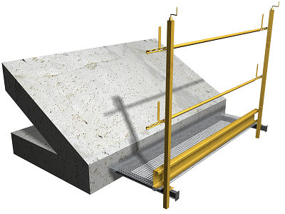 Pasarela peatonal en voladizo de protección perimetral de techo Pasarela peatonal en voladizo de protección perimetral de techo